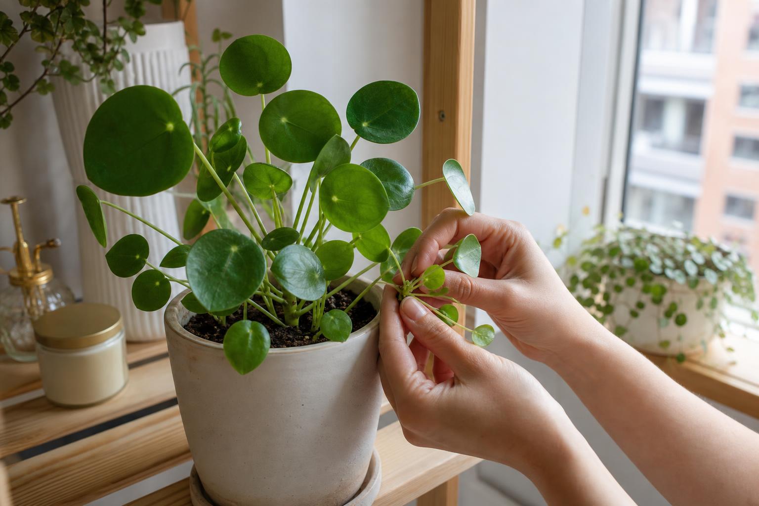 Pilea s mladicama za razmnožavanje